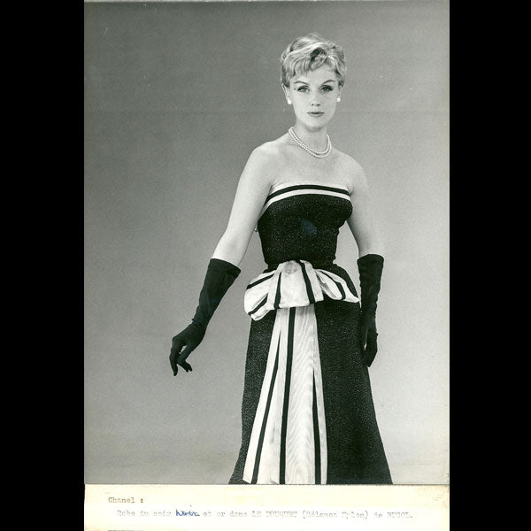 Robe du soir or et noir de Chanel, tissu Le Touquet de Bucol (circa 1960)