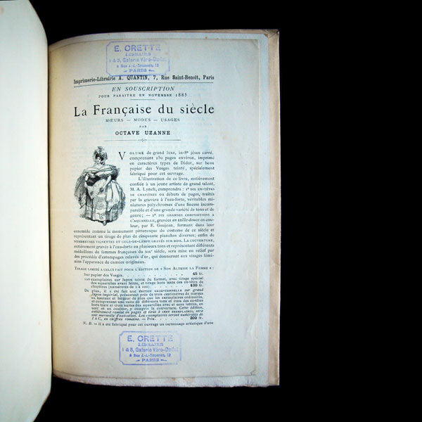 Uzanne - La Française du Siècle, avec envoi et ex-libris de l'auteur (1886)