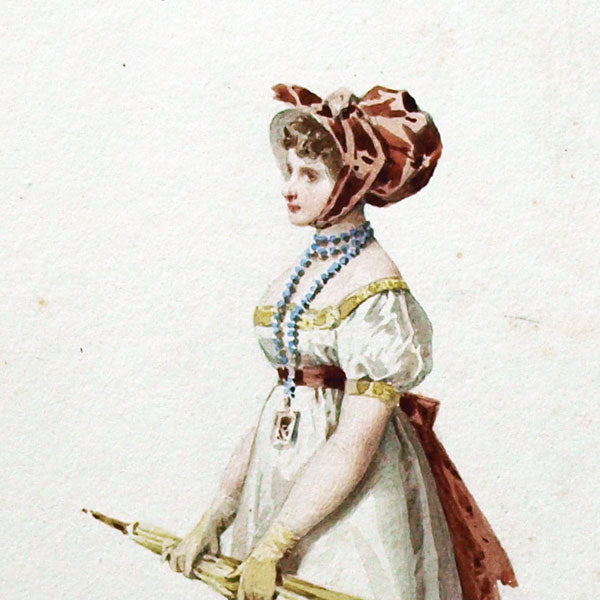 Compte-Calix - Les Modes Parisiennes sous le Directoire, ensemble des 15 aquarelles originales (1871)