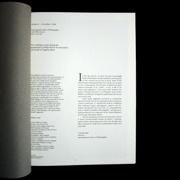 Horst, catalogue de l'exposition de l'International Center of Photography (1984)