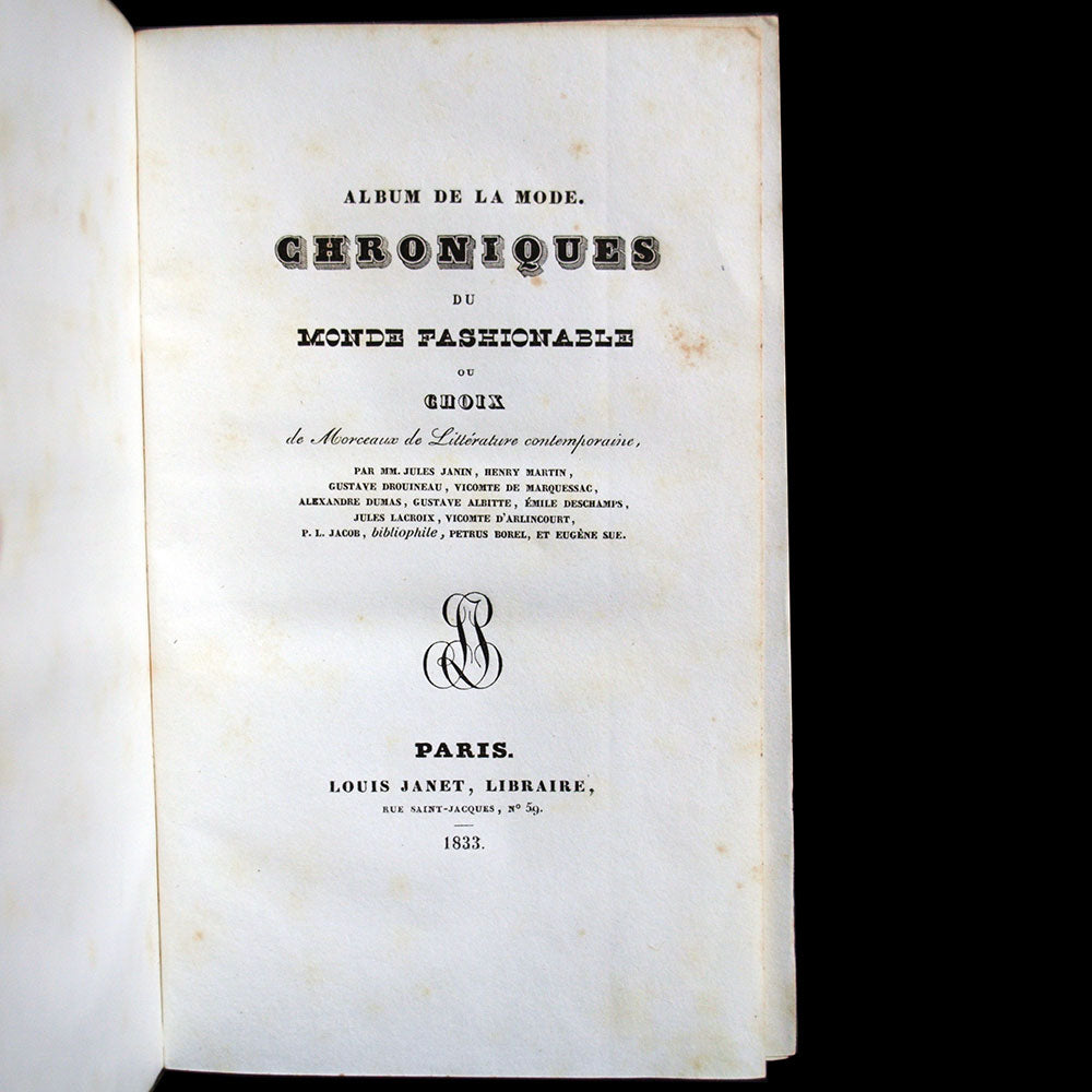 Album de la mode, Chroniques du monde fashionable (1833)