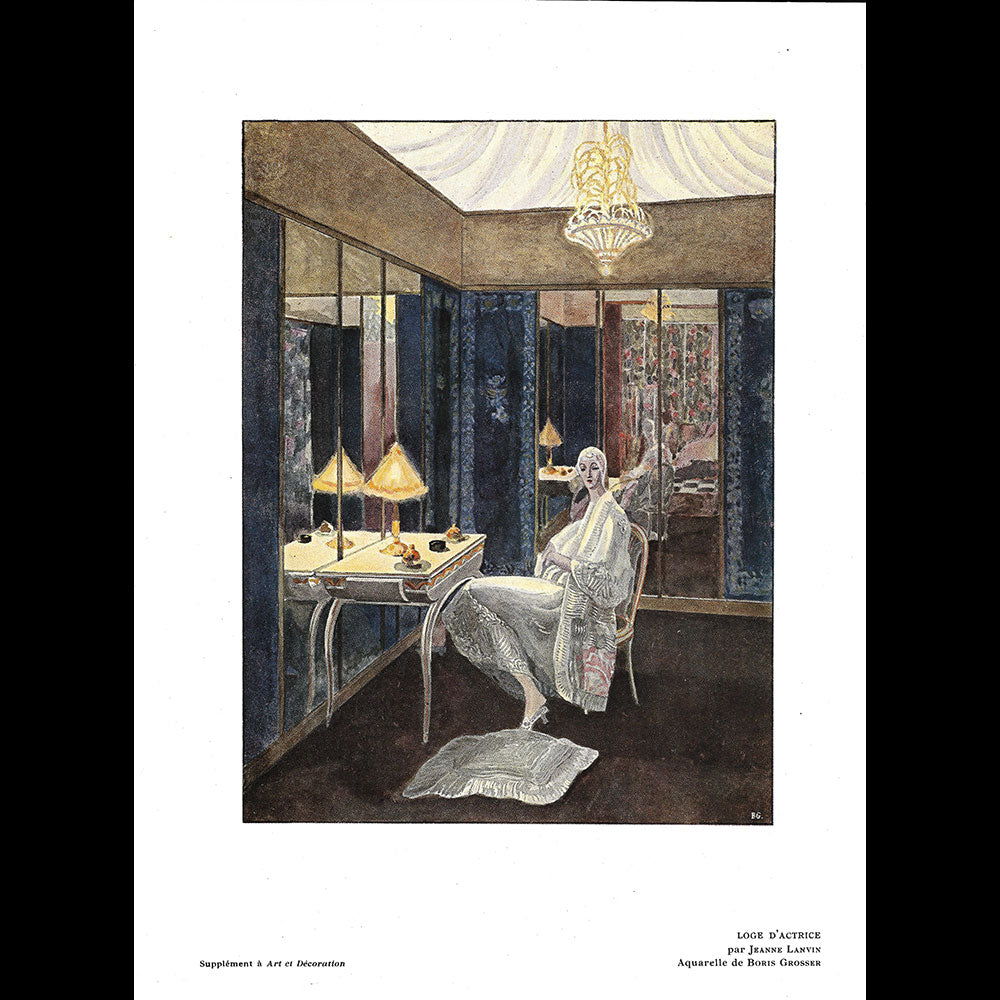 Art et décoration, l'Exposition des Arts Décoratifs, Loge d'actrice par Jeanne Lanvin (novembre 1925)