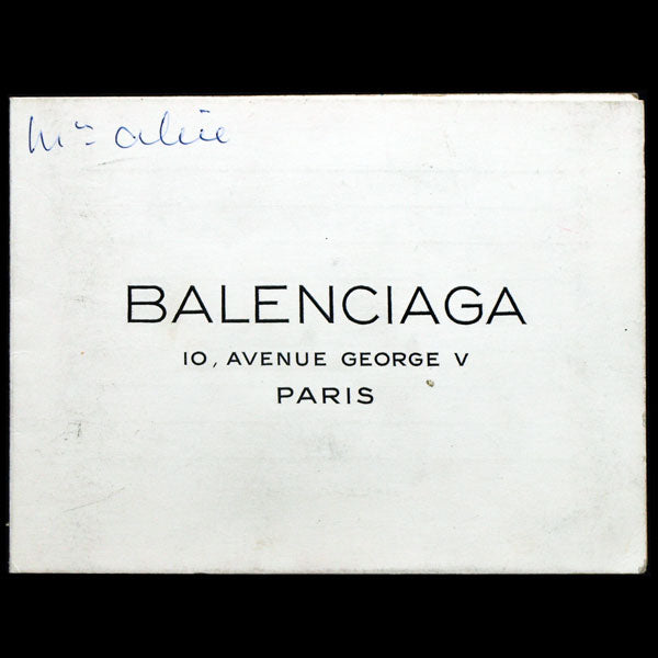 Balenciaga, carnet de défilé, circa 1955