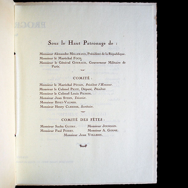 Paul Poiret - Programme de la soirée Les Gueules Cassées du 6 juin 1924