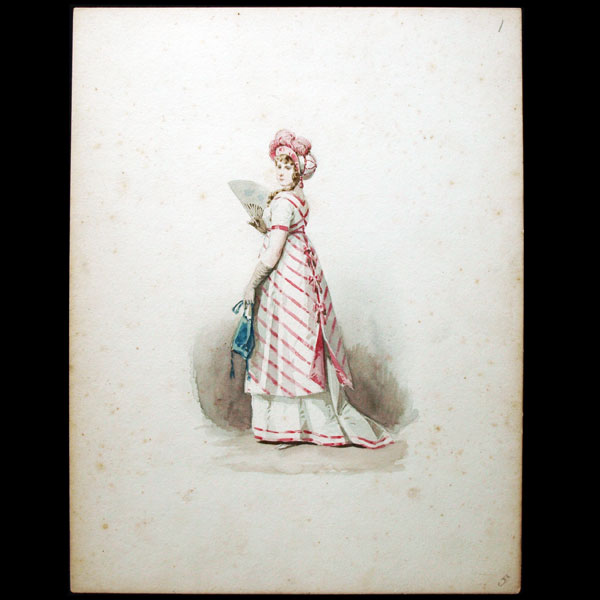 Compte-Calix - Les Modes Parisiennes sous le Directoire, ensemble des 15 aquarelles originales (1871)