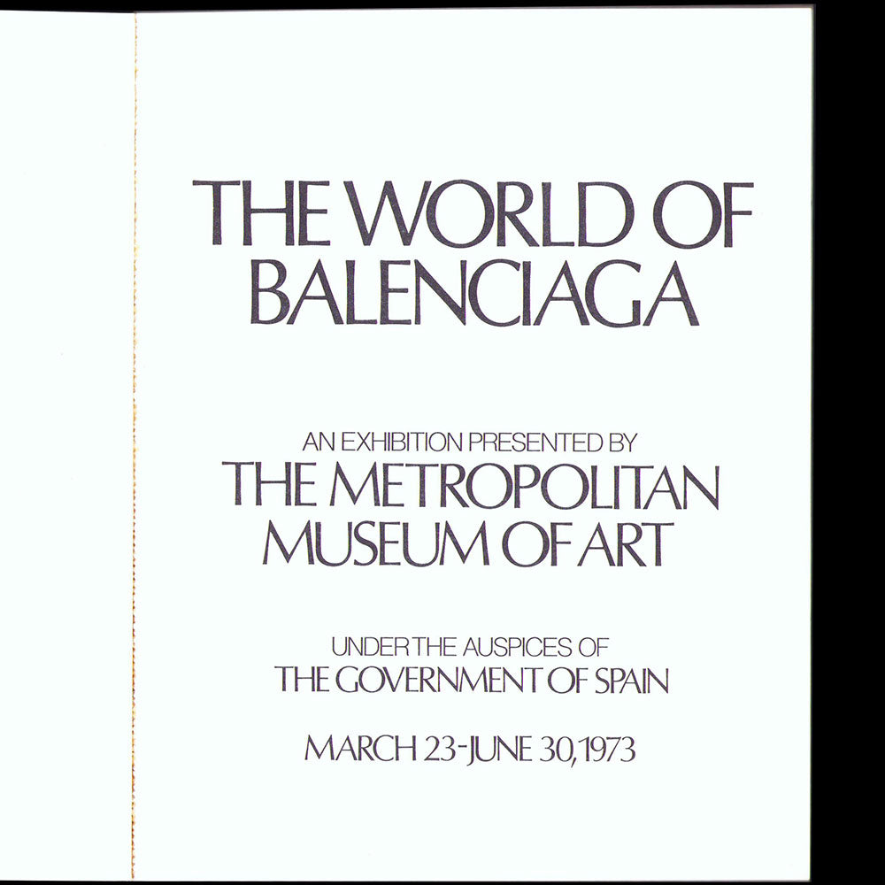 The World of Balenciaga - Catalogue de l'exposition du Metropolitan Museum (1973)