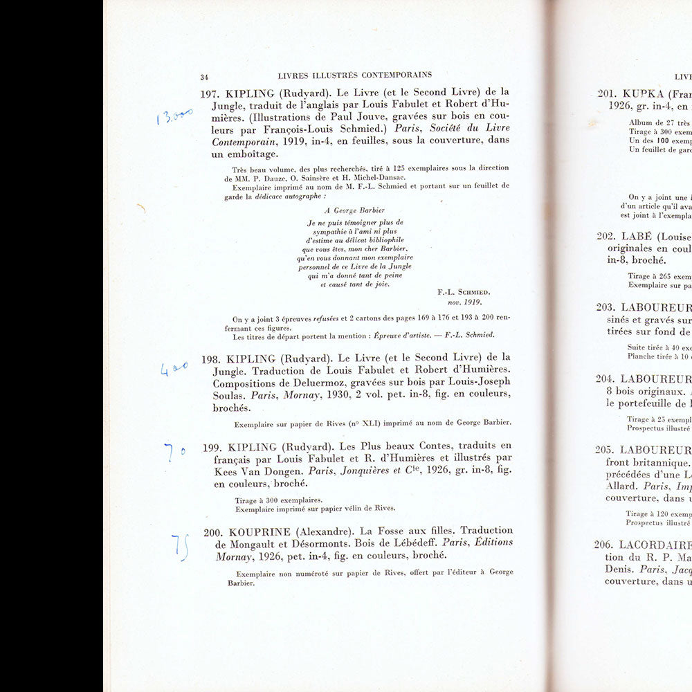 George Barbier - Catalogue de la bibliothèque de feu M. George Barbier (1932)