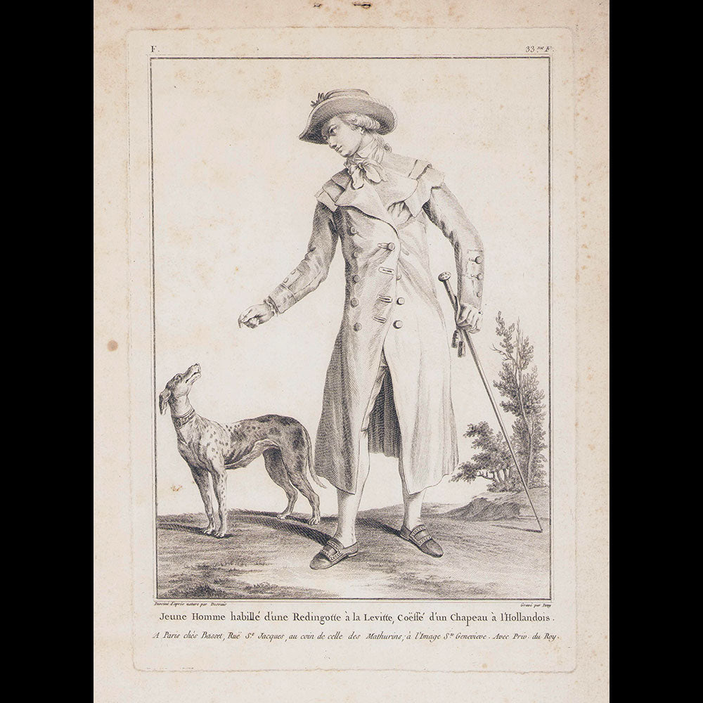 Basset - Jeune Homme habillé d'une Redingotte, 6ème cahier de la Collection d'habillements modernes et galants (1779)