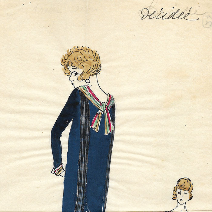 Bechoff - Décidée, dessin d'une robe (circa 1925)