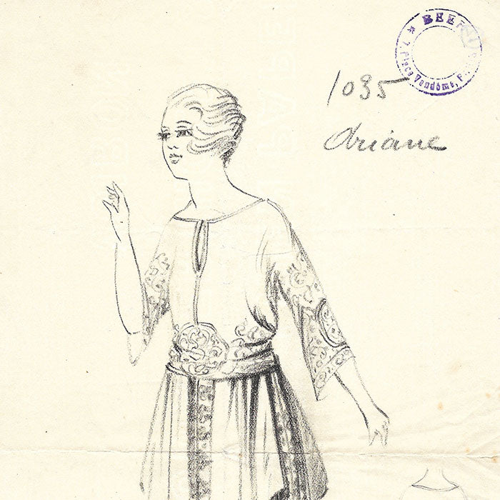 Beer - Ariane, dessin d'une robe (circa 1920)