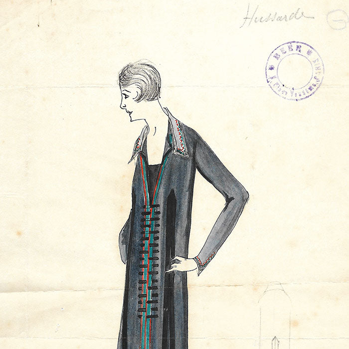 Beer - Hussarde, dessin d'une robe (circa 1925)