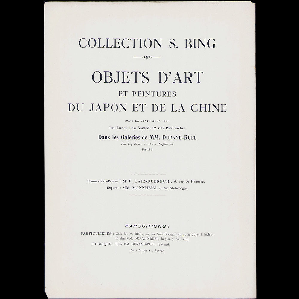 Collection S. Bing - Tirés à part du catalogue de la vente de mai 1906