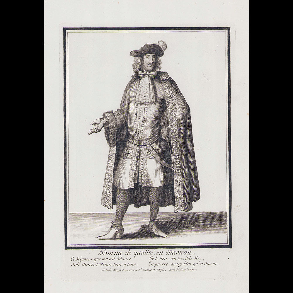 Homme de qualité en manteau, gravure de Nicolas Bonnart (circa 1685-1690)