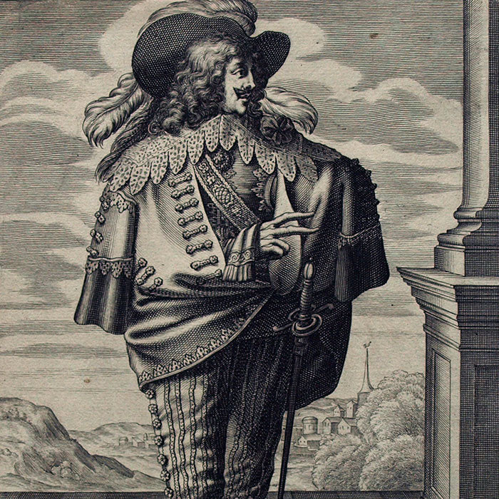 Abraham Bosse - Homme, gravure de Rousselet (circa 1630s)