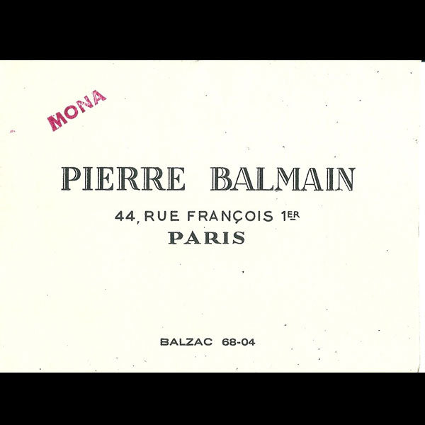 Balmain, carnet de défilé, circa 1955