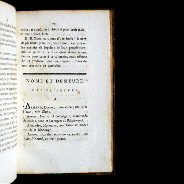 Etrennes aux grisettes pour l'année 1790, requête présentée contre les Marchandes de Modes, Couturières, Lingères et autres Grisettes commerçantes sur le pavé de Paris