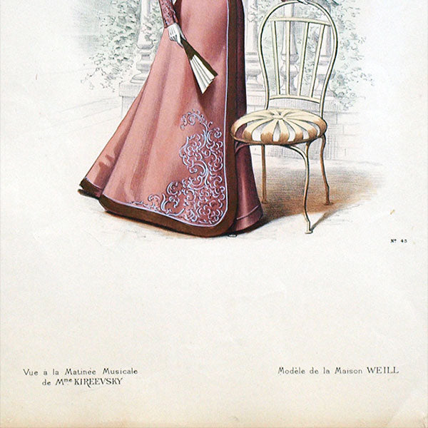 Weill- Toilette vue à la Matinée Musicale de Mme Kireevsky, gravure de La Mode Artistique (1896)