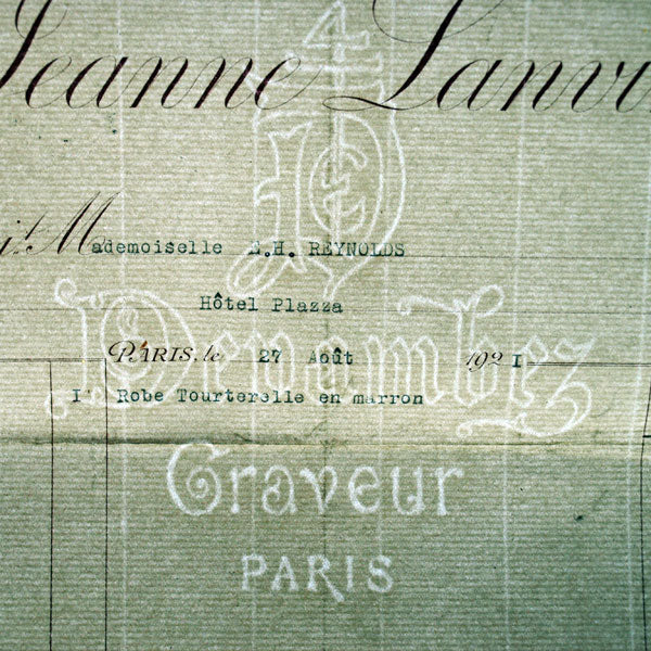 Facture de la maison Jeanne Lanvin, 22 faubourg Saint-Honoré (1921)