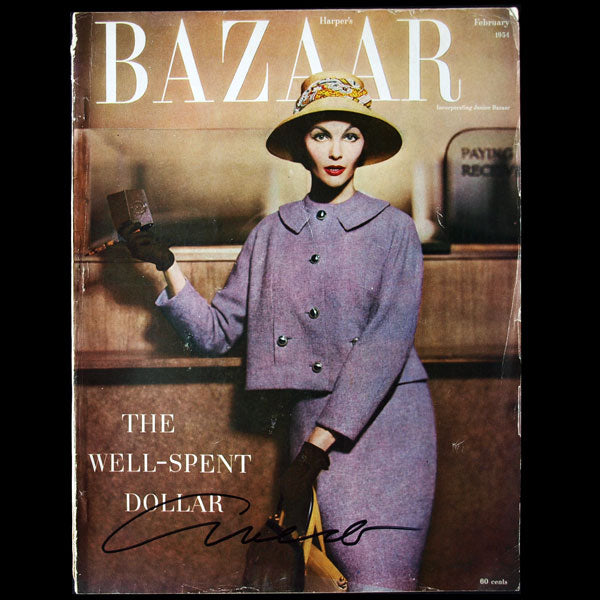 Harper's Bazaar (1954, février), couverture signée par Avedon