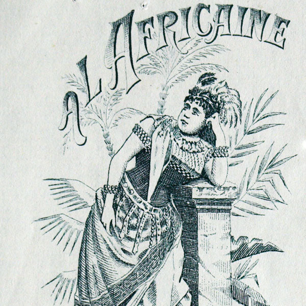 Facture de la bonneterie de luxe et de théâtre A l'Africaine, 404 rue Saint-Honoré à Paris