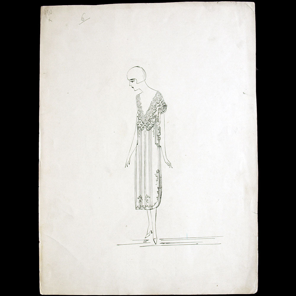 Calvayrac - Dessin d'une chemise de nuit présentée à l'Exposition des Arts Décoratifs Modernes (1925)