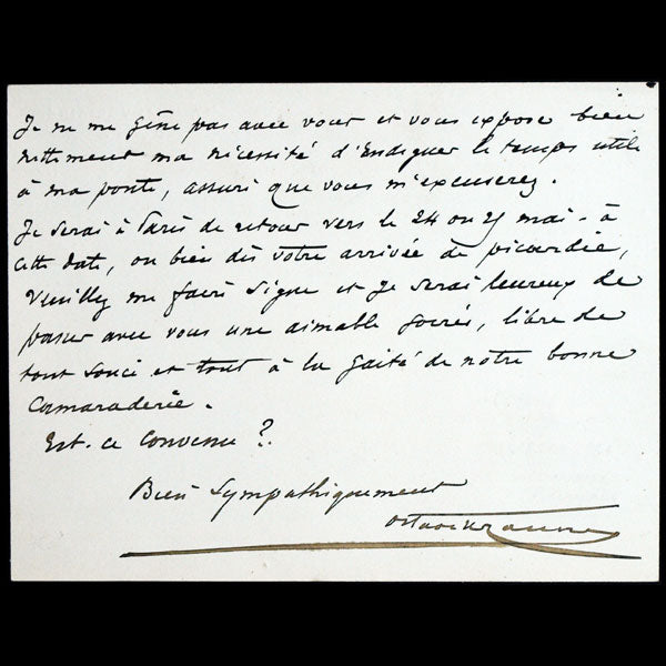 Uzanne - Carte de correspondance autographe signée (mai 1896)