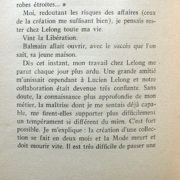 Dior - Je suis couturier, propos de Christian Dior, avec envoi de l'auteur (1951)