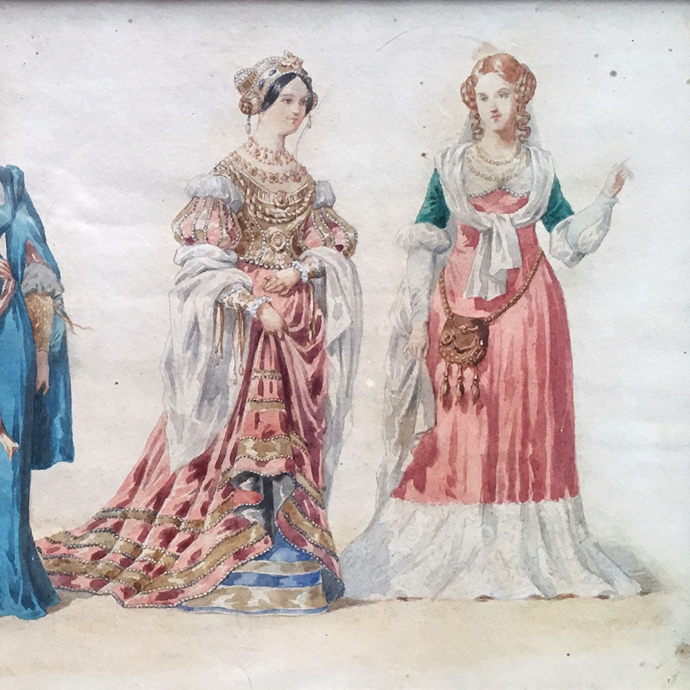 Frédéric Lix - Costumes de Charles VIII et Louis XII, dessin pour Histoire de la Mode en France de Challamel (1875)