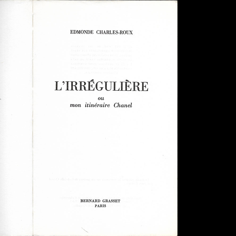 Chanel - L'Irrégulière ou mon itinéraire Chanel, édition pré-originale, couverture de Cocteau (1974)