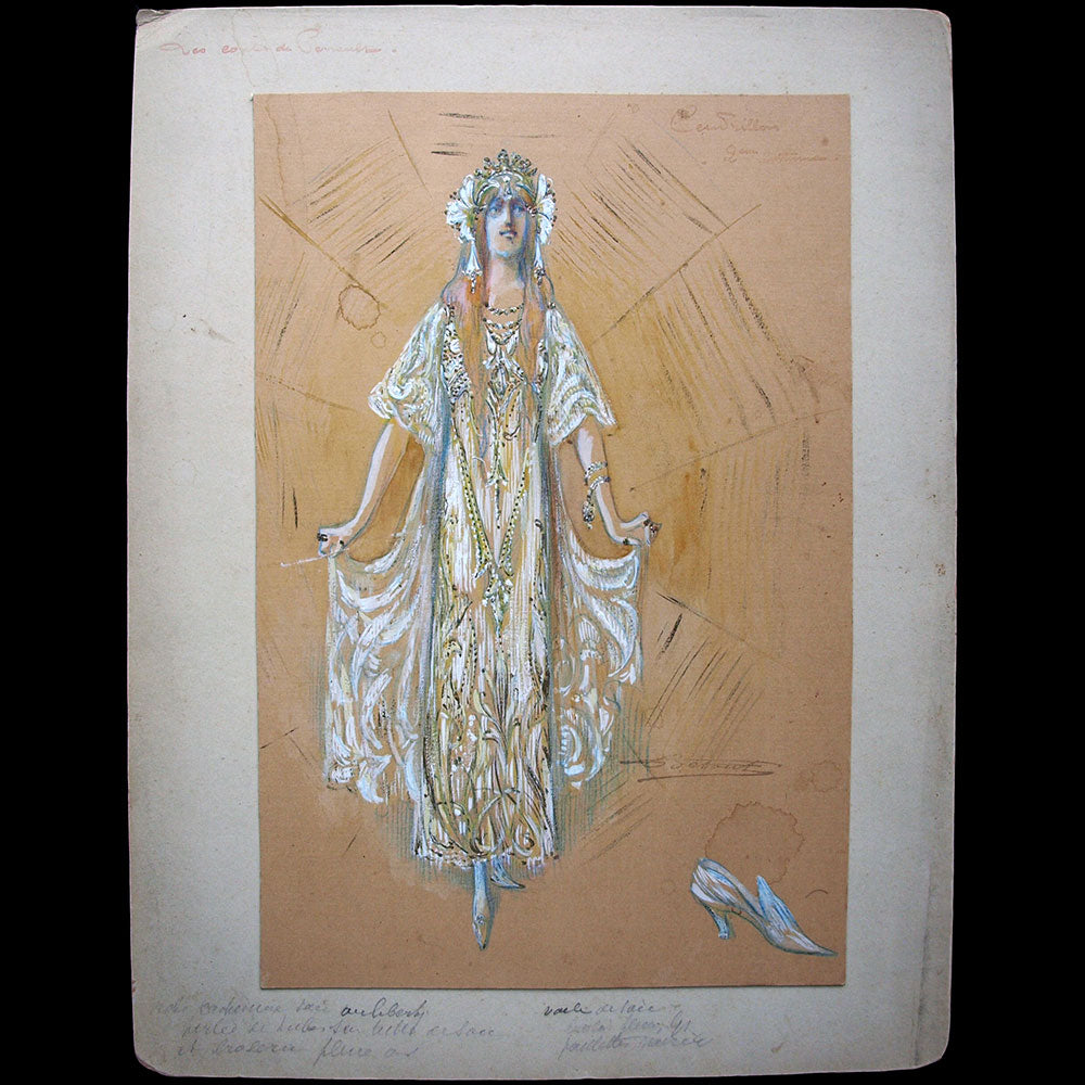 Charles Betout - Dessin du costume de Cendrillon (circa 1890s)