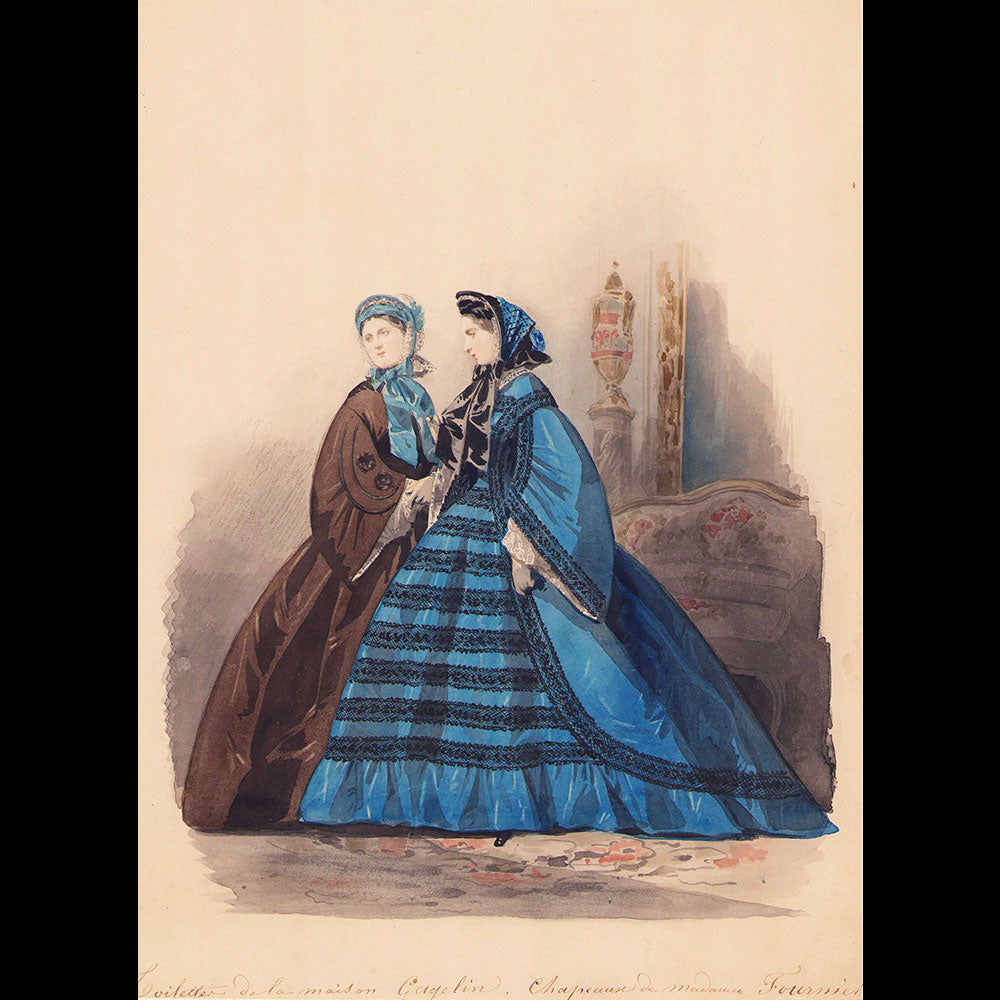 Dessin de Compte Calix pour une revue de mode (1861)