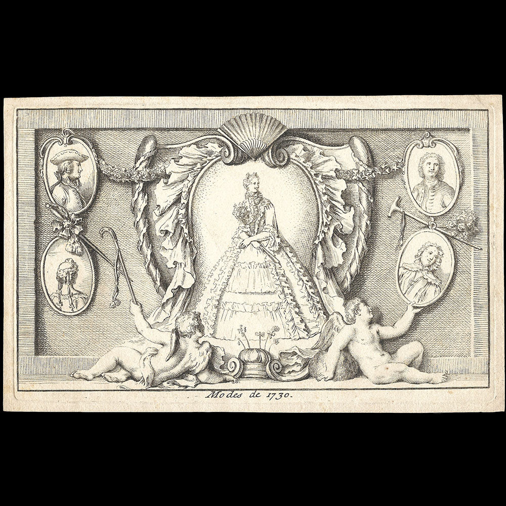 Coypel - Modes de 1730, gravure du Mercure de France (octobre 1730)