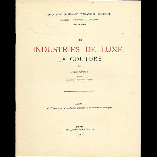 Coquet - Les industries de luxe : la couture (1917)