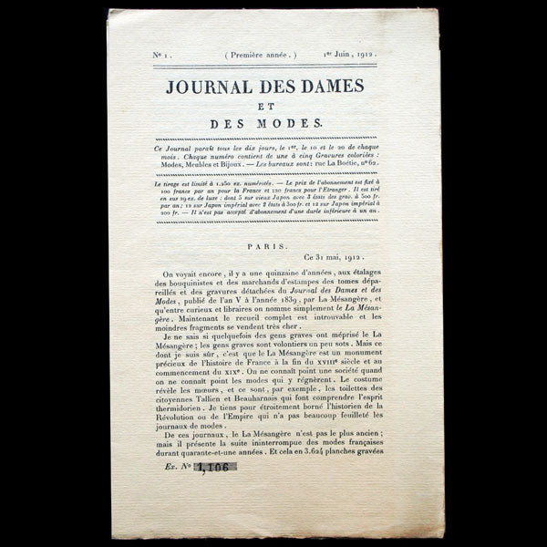 Le Journal des Dames et des Modes, Costumes Parisiens, n1, 1912