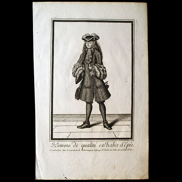 Homme de qualité en habit d'Epée, gravure d'Arnoult (circa 1680)