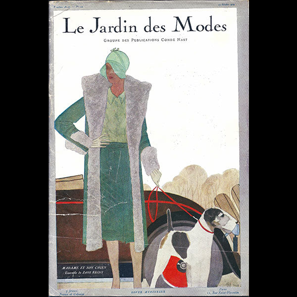 Le Jardin des Modes, n°123, 15 octobre 1929, couverture de Pierre Mourgue