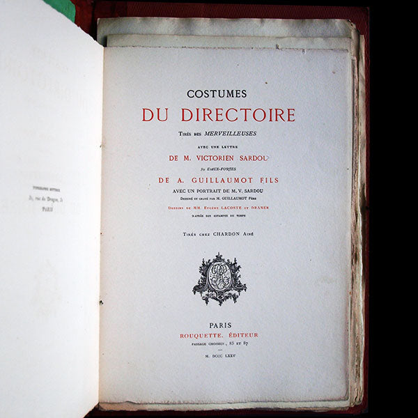 Costumes du directoire tirés des Merveilleuses par Guillaumot, exemplaire en couleurs (1875)