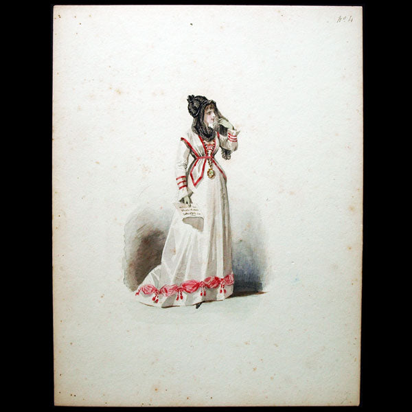 Compte-Calix - Les Modes Parisiennes sous le Directoire, ensemble des 15 aquarelles originales (1871)