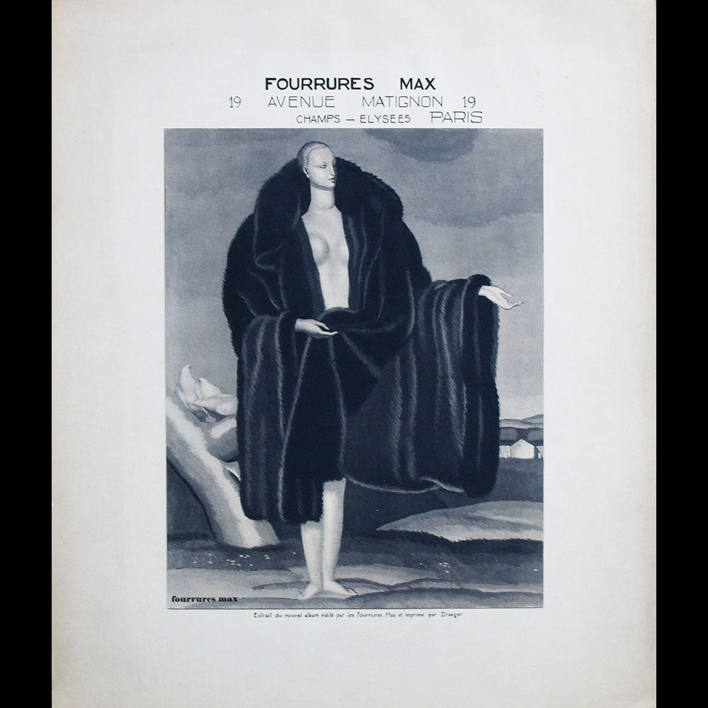 Fourrures Max - Affiche d'annonce de parution de l'album Toi par Jean Dupas (1927)