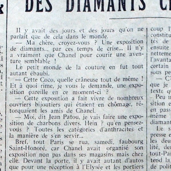 Candide, 10 novembre 1932 - Des diamants chez Chanel