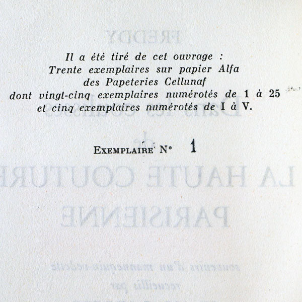 Freddy, dans les coulisses de la haute couture parisienne, exemplaire n°1 (1956)