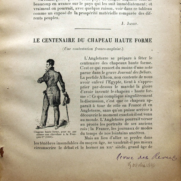 Le centenaire du chapeau haut de forme (1896)