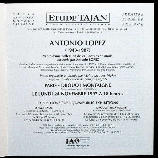 Antonio Lopez, 210 dessins de mode - catalogue de la vente du 24 novembre 1997