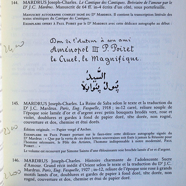 Poiret - Catalogue de la vente de la bibliothèque partielle de Paul Poiret (1987)