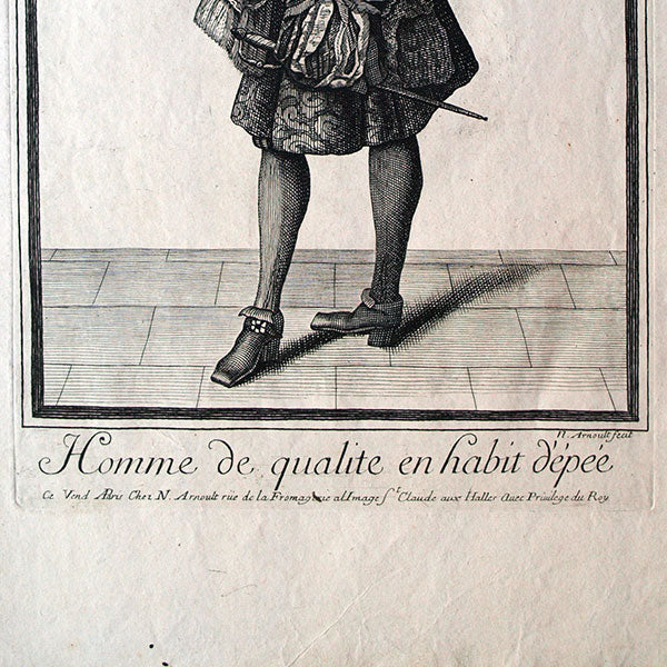 Homme de qualité en habit d'épée, gravure d'Arnoult (circa 1680)