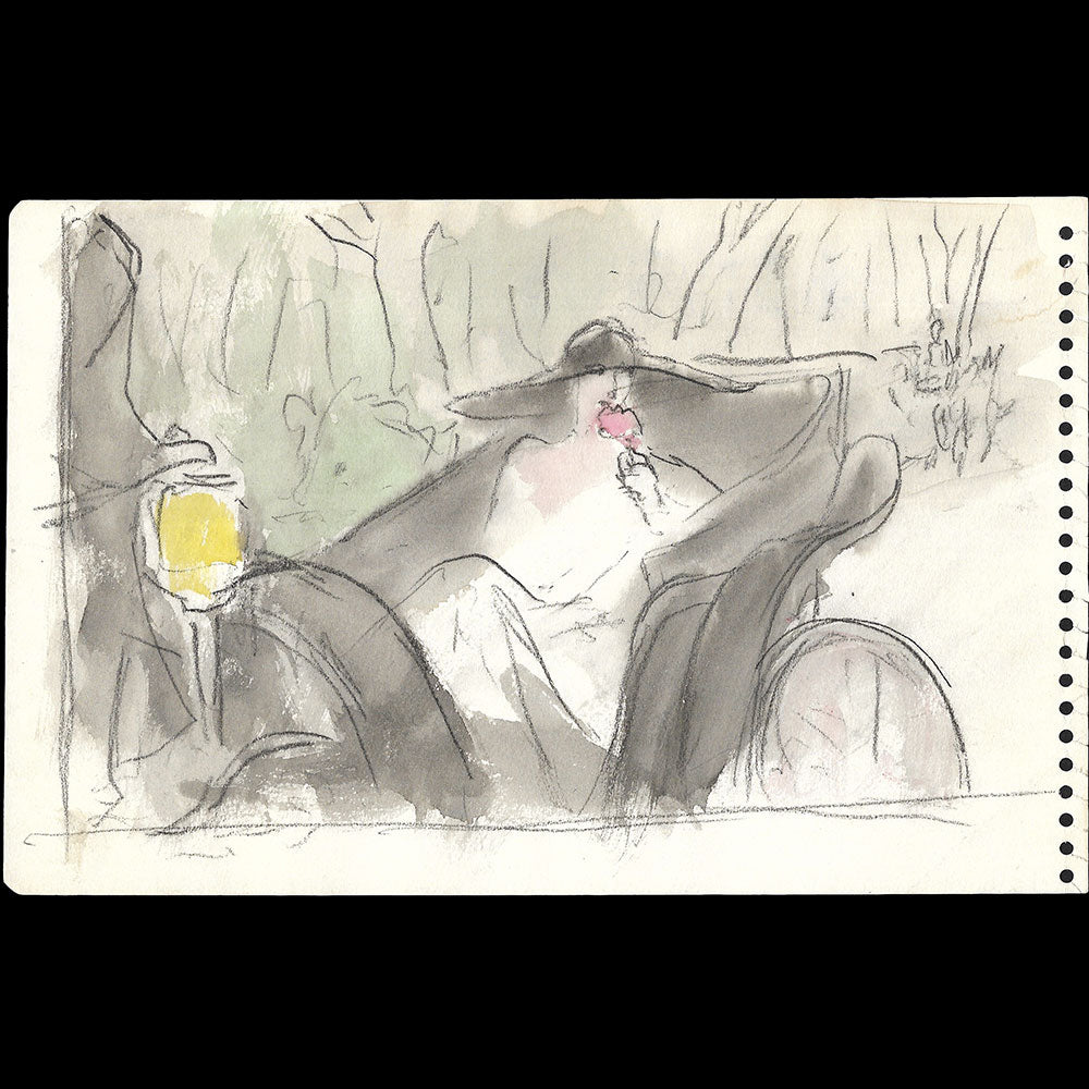 Elégante en calèche, dessin d'Eric (1930s)