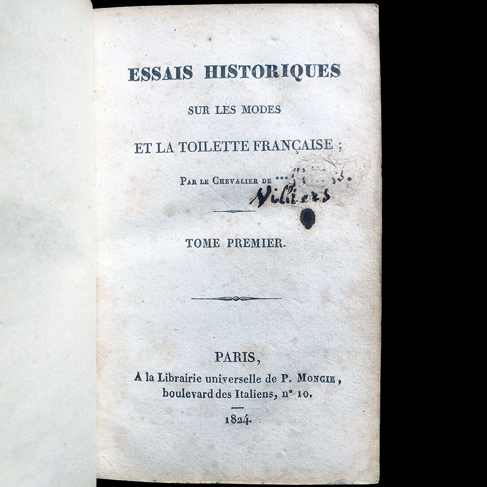 Chevalier de Villiers - Essais Historiques sur les Modes et la Toilette Française (1824)