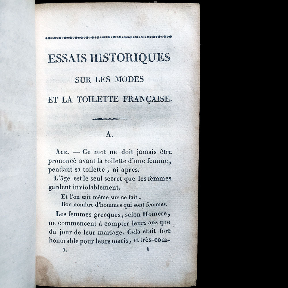 Chevalier de Villiers - Essais Historiques sur les Modes et la Toilette Française (1824)