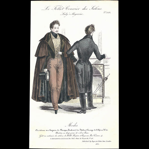 Le Follet, Courrier des Salons, 7 gravures de mode masculine (1832)