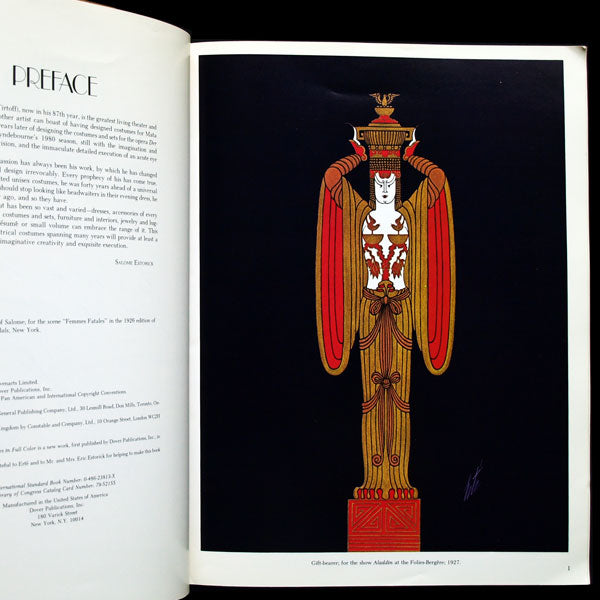 Erté's Theatrical Costumes in full color, exemplaire avec envoi d'Erté